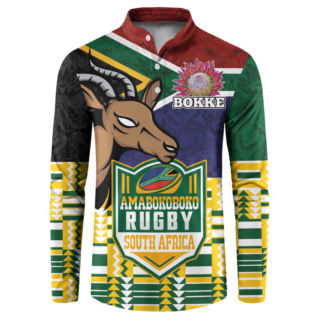 South Africa Rugby Button Sweatshirt Go Bokke-Amabokoboko Spirit - Wonder Print Shop
