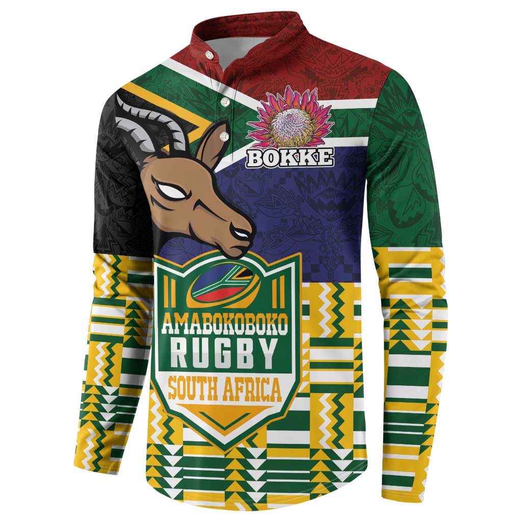 South Africa Rugby Button Sweatshirt Go Bokke-Amabokoboko Spirit - Wonder Print Shop