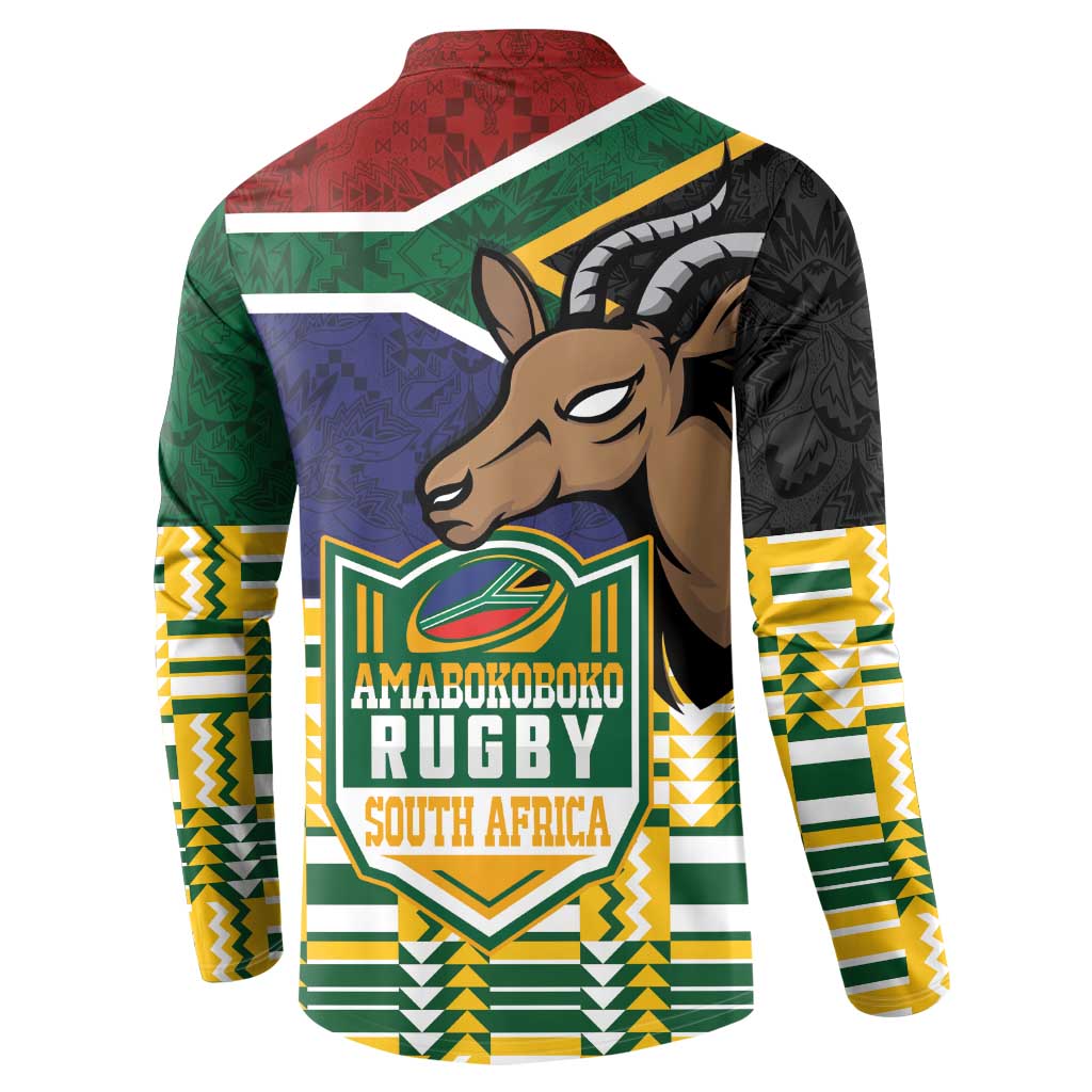 South Africa Rugby Button Sweatshirt Go Bokke-Amabokoboko Spirit - Wonder Print Shop