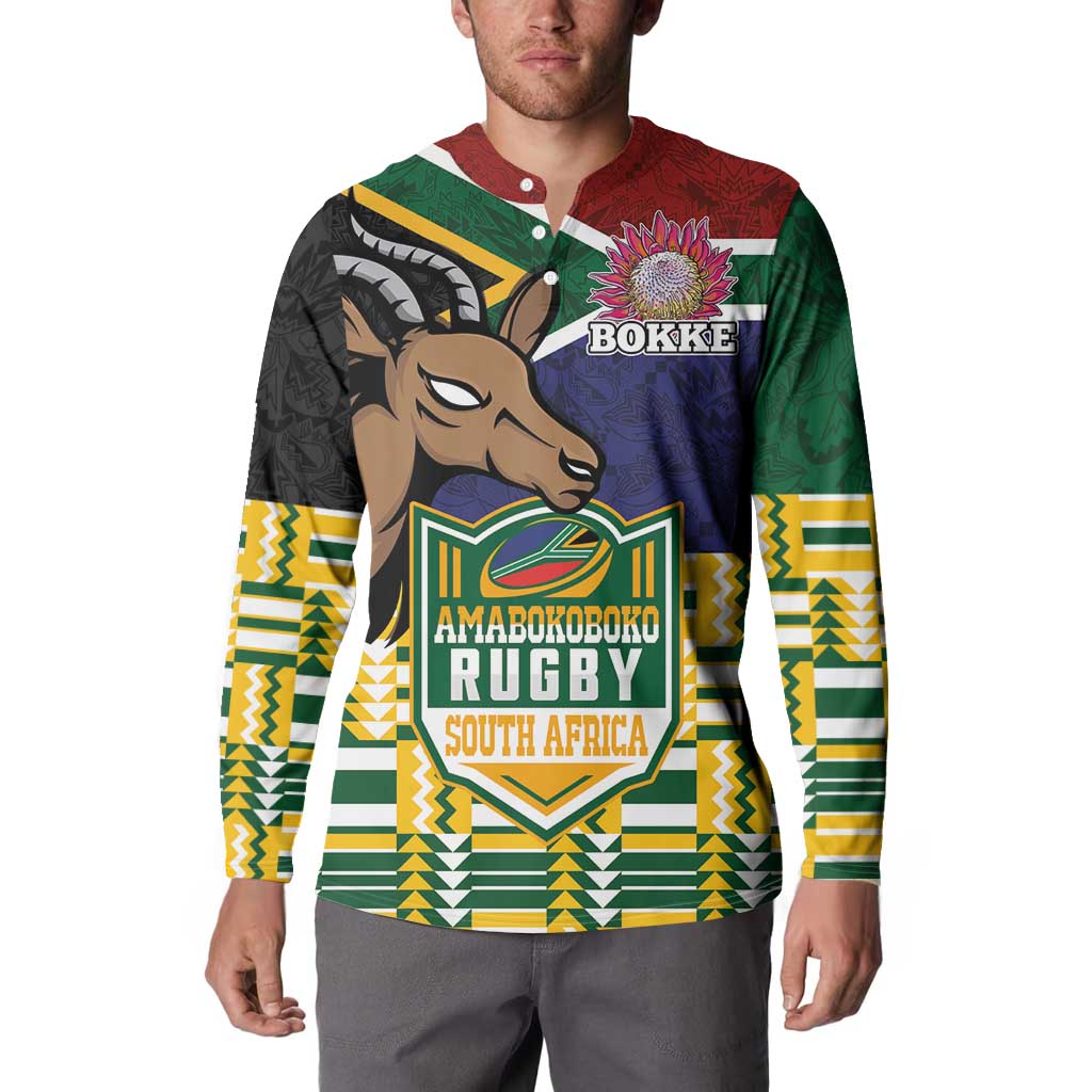 South Africa Rugby Button Sweatshirt Go Bokke-Amabokoboko Spirit - Wonder Print Shop