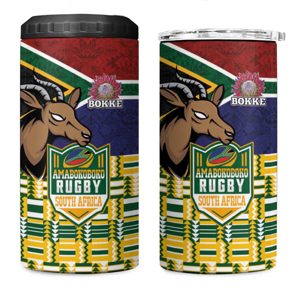 South Africa Rugby 4 in 1 Can Cooler Tumbler Go Bokke-Amabokoboko Spirit - Wonder Print Shop