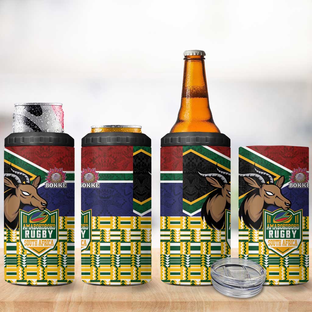 South Africa Rugby 4 in 1 Can Cooler Tumbler Go Bokke-Amabokoboko Spirit - Wonder Print Shop