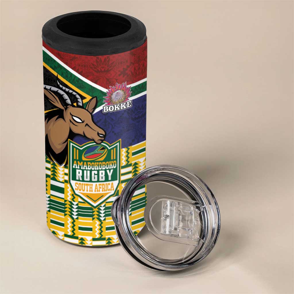 South Africa Rugby 4 in 1 Can Cooler Tumbler Go Bokke-Amabokoboko Spirit - Wonder Print Shop