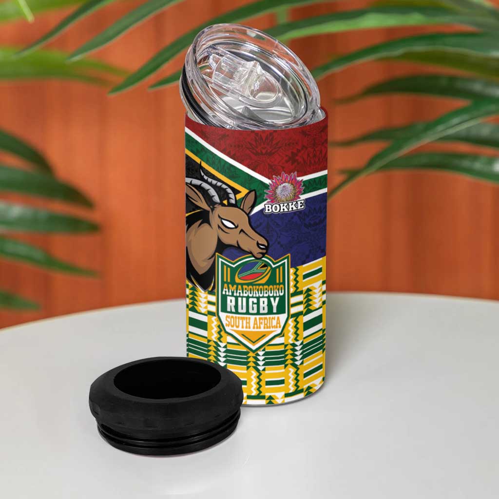 South Africa Rugby 4 in 1 Can Cooler Tumbler Go Bokke-Amabokoboko Spirit - Wonder Print Shop
