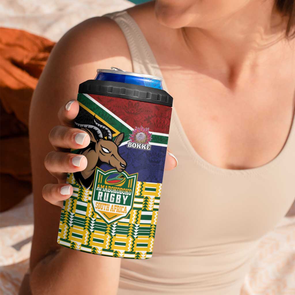 South Africa Rugby 4 in 1 Can Cooler Tumbler Go Bokke-Amabokoboko Spirit - Wonder Print Shop