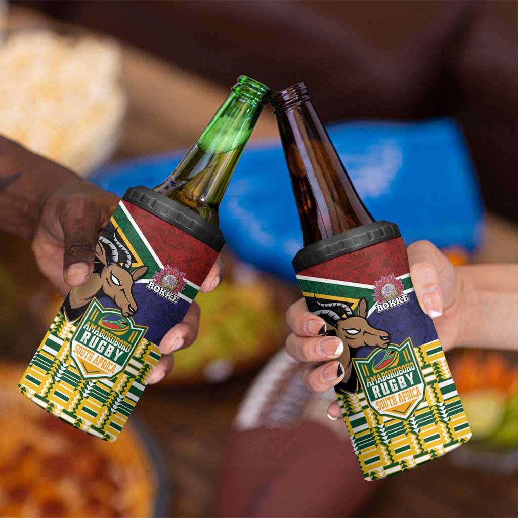 South Africa Rugby 4 in 1 Can Cooler Tumbler Go Bokke-Amabokoboko Spirit - Wonder Print Shop