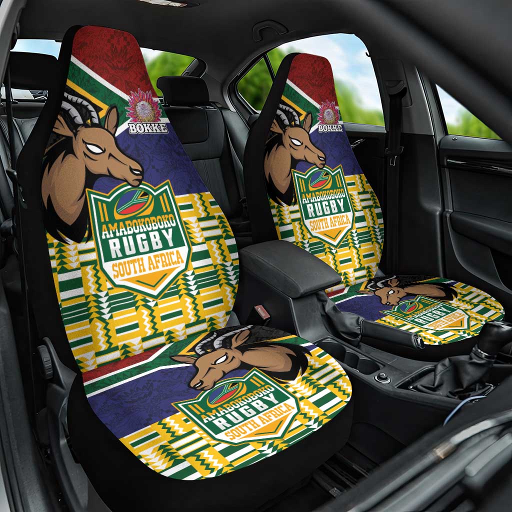 South Africa Rugby Car Seat Cover Go Bokke-Amabokoboko Spirit - Wonder Print Shop