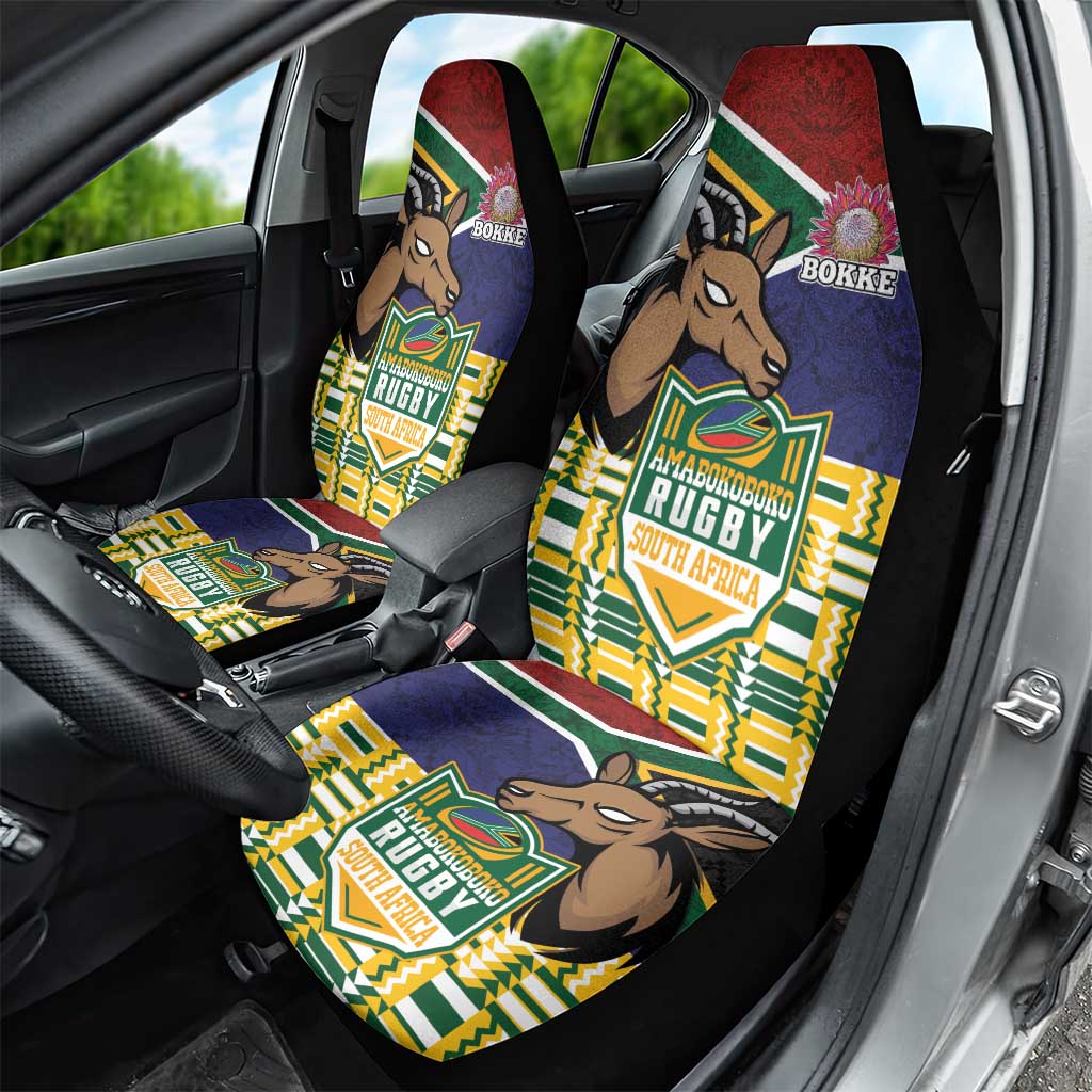 South Africa Rugby Car Seat Cover Go Bokke-Amabokoboko Spirit - Wonder Print Shop