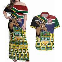 South Africa Rugby Couples Matching Off Shoulder Maxi Dress and Hawaiian Shirt Go Bokke-Amabokoboko Spirit - Wonder Print Shop