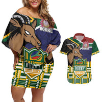 South Africa Rugby Couples Matching Off Shoulder Short Dress and Hawaiian Shirt Go Bokke-Amabokoboko Spirit - Wonder Print Shop