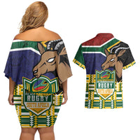 South Africa Rugby Couples Matching Off Shoulder Short Dress and Hawaiian Shirt Go Bokke-Amabokoboko Spirit - Wonder Print Shop