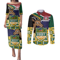 South Africa Rugby Couples Matching Puletasi and Long Sleeve Button Shirt Go Bokke-Amabokoboko Spirit - Wonder Print Shop