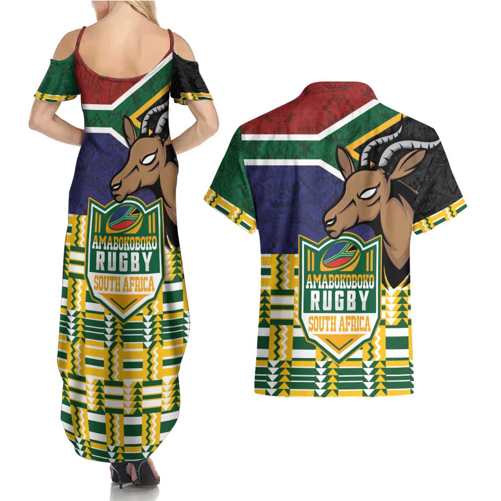 South Africa Rugby Couples Matching Summer Maxi Dress and Hawaiian Shirt Go Bokke-Amabokoboko Spirit - Wonder Print Shop