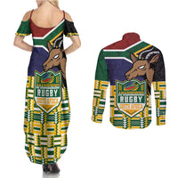 South Africa Rugby Couples Matching Summer Maxi Dress and Long Sleeve Button Shirt Go Bokke-Amabokoboko Spirit - Wonder Print Shop