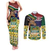 South Africa Rugby Couples Matching Tank Maxi Dress and Long Sleeve Button Shirt Go Bokke-Amabokoboko Spirit - Wonder Print Shop