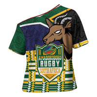 South Africa Rugby Cross Shoulder Shirt Go Bokke-Amabokoboko Spirit - Wonder Print Shop