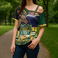 South Africa Rugby Cross Shoulder Shirt Go Bokke-Amabokoboko Spirit - Wonder Print Shop
