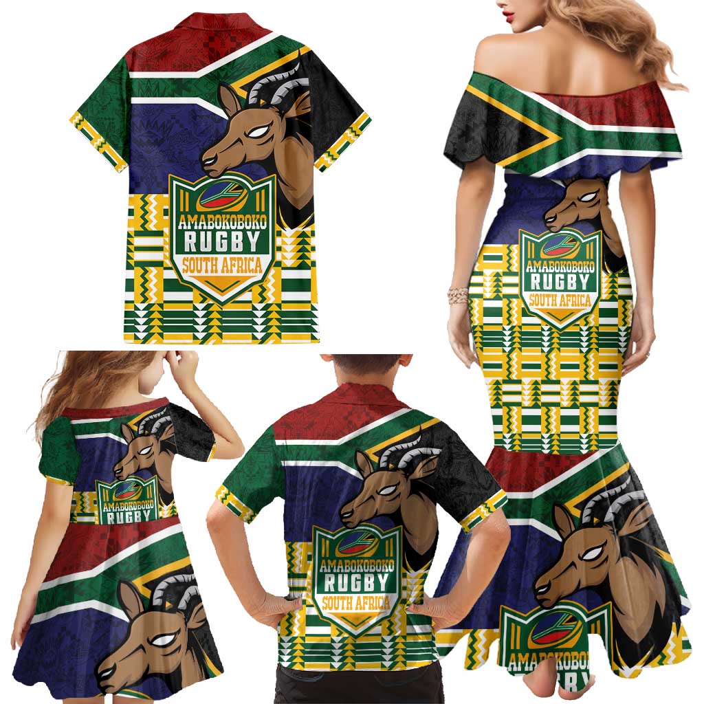 South Africa Rugby Family Matching Mermaid Dress and Hawaiian Shirt Go Bokke-Amabokoboko Spirit - Wonder Print Shop
