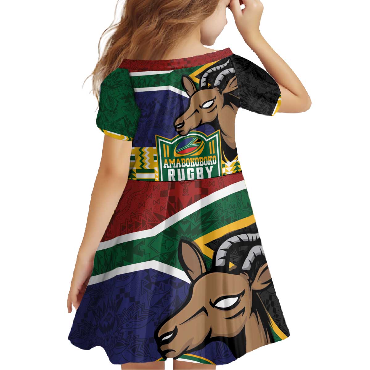 South Africa Rugby Family Matching Off The Shoulder Long Sleeve Dress and Hawaiian Shirt Go Bokke-Amabokoboko Spirit - Wonder Print Shop