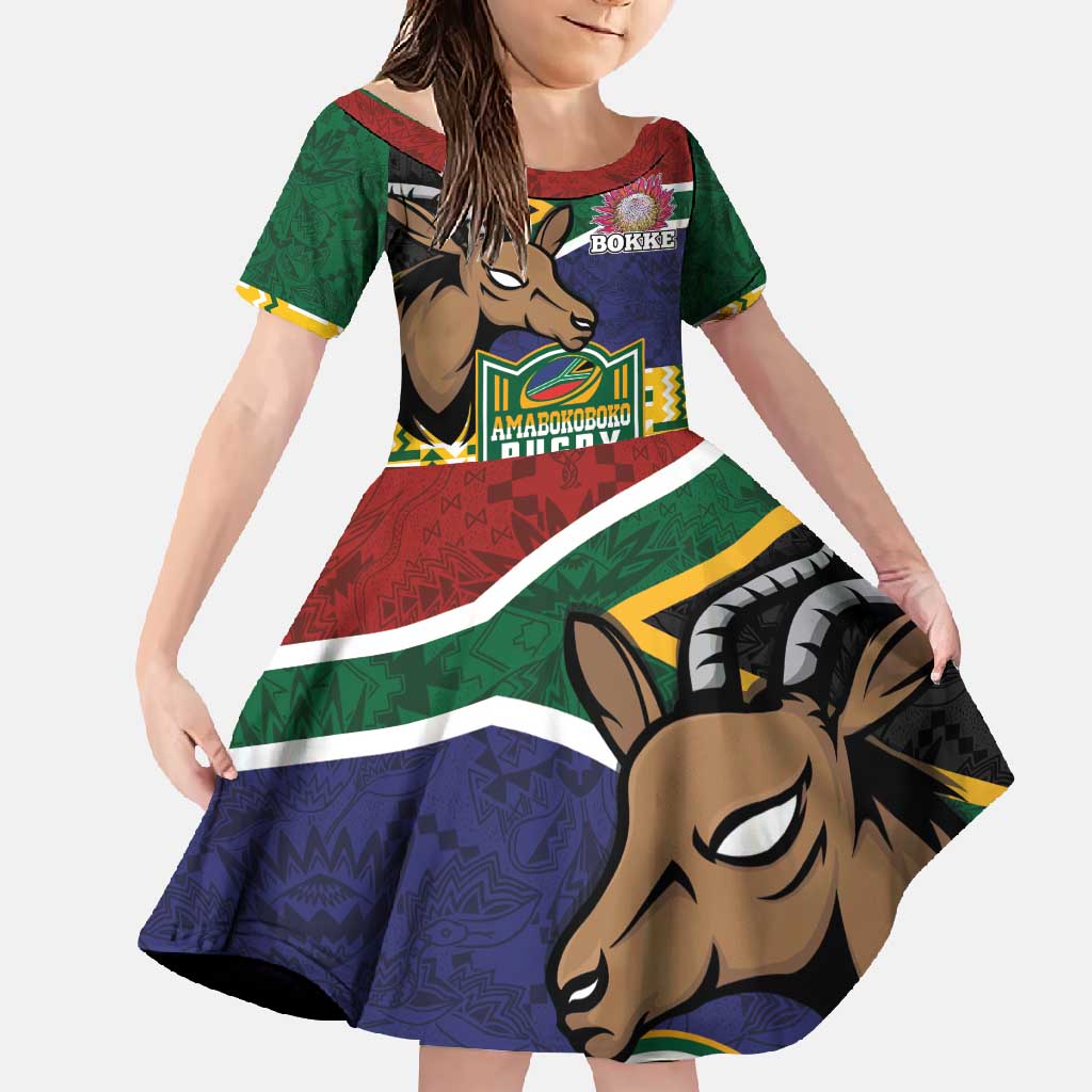South Africa Rugby Family Matching Off Shoulder Maxi Dress and Hawaiian Shirt Go Bokke-Amabokoboko Spirit - Wonder Print Shop