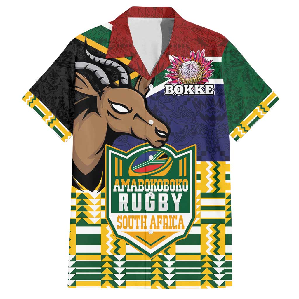 South Africa Rugby Family Matching Off Shoulder Maxi Dress and Hawaiian Shirt Go Bokke-Amabokoboko Spirit - Wonder Print Shop
