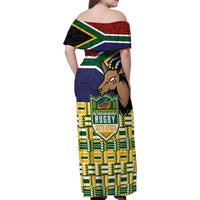 South Africa Rugby Family Matching Off Shoulder Maxi Dress and Hawaiian Shirt Go Bokke-Amabokoboko Spirit - Wonder Print Shop