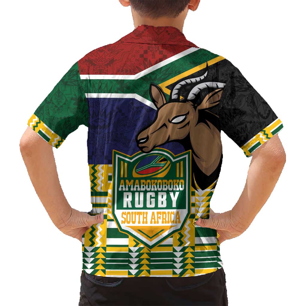 South Africa Rugby Family Matching Off Shoulder Short Dress and Hawaiian Shirt Go Bokke-Amabokoboko Spirit - Wonder Print Shop