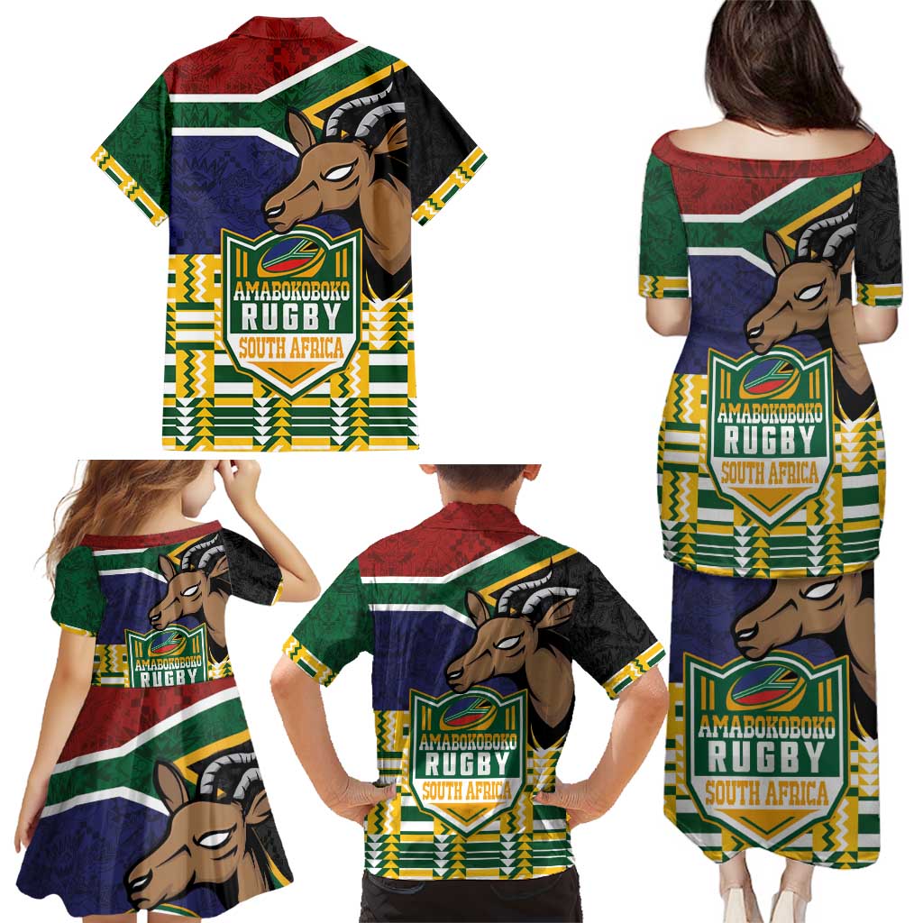 South Africa Rugby Family Matching Puletasi and Hawaiian Shirt Go Bokke-Amabokoboko Spirit - Wonder Print Shop