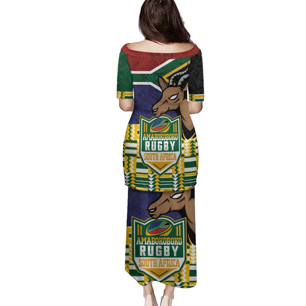 South Africa Rugby Family Matching Puletasi and Hawaiian Shirt Go Bokke-Amabokoboko Spirit - Wonder Print Shop