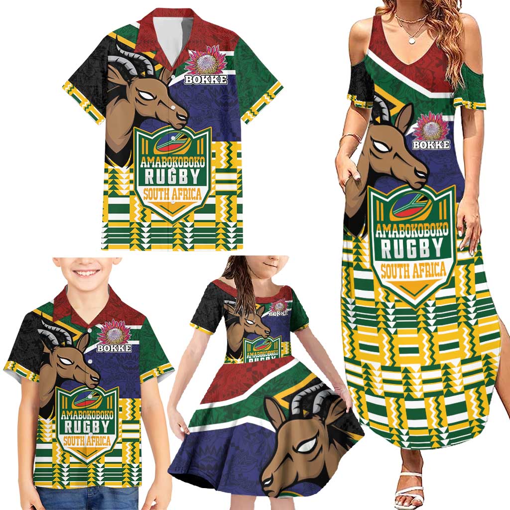 South Africa Rugby Family Matching Summer Maxi Dress and Hawaiian Shirt Go Bokke-Amabokoboko Spirit - Wonder Print Shop
