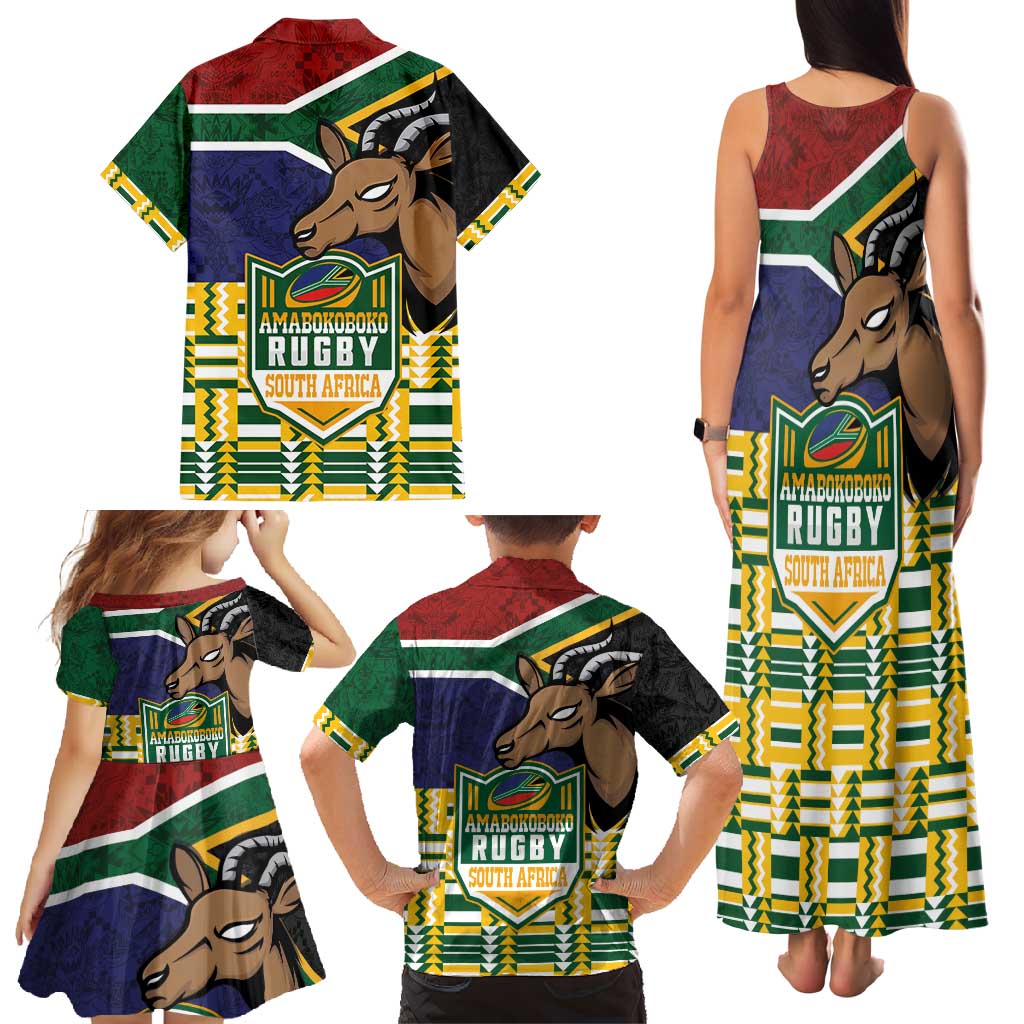 South Africa Rugby Family Matching Tank Maxi Dress and Hawaiian Shirt Go Bokke-Amabokoboko Spirit - Wonder Print Shop