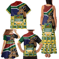 South Africa Rugby Family Matching Tank Maxi Dress and Hawaiian Shirt Go Bokke-Amabokoboko Spirit - Wonder Print Shop