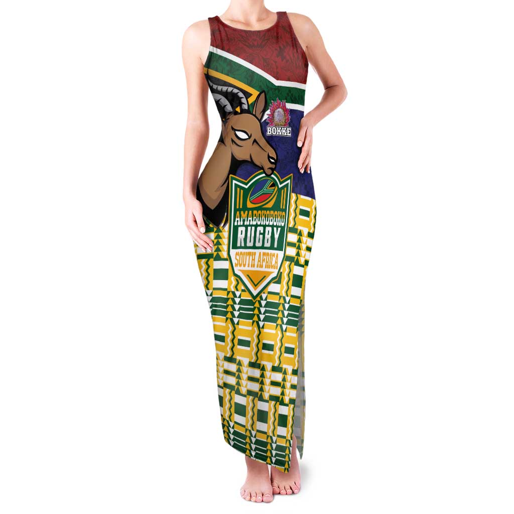 South Africa Rugby Family Matching Tank Maxi Dress and Hawaiian Shirt Go Bokke-Amabokoboko Spirit - Wonder Print Shop