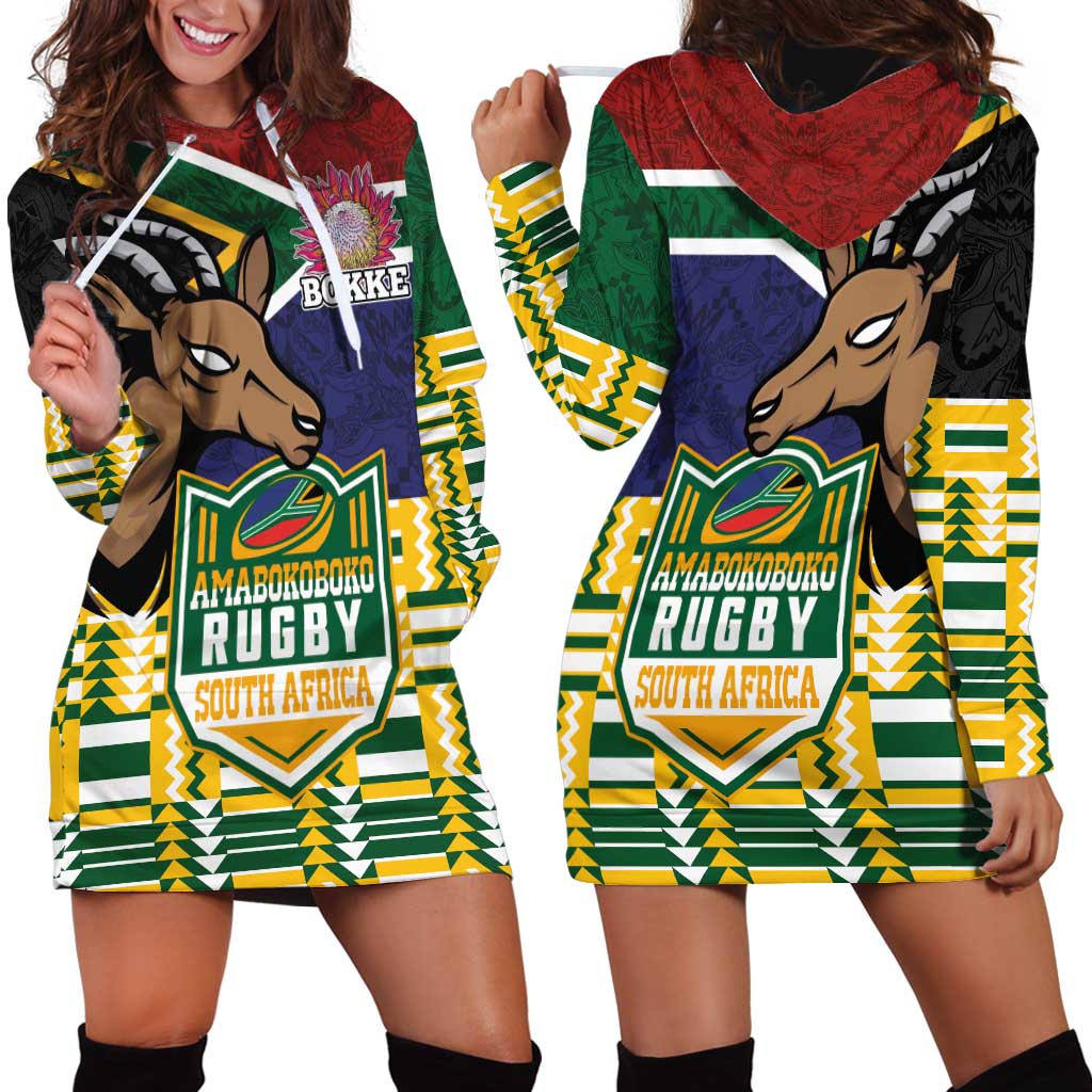 South Africa Rugby Hoodie Dress Go Bokke-Amabokoboko Spirit - Wonder Print Shop