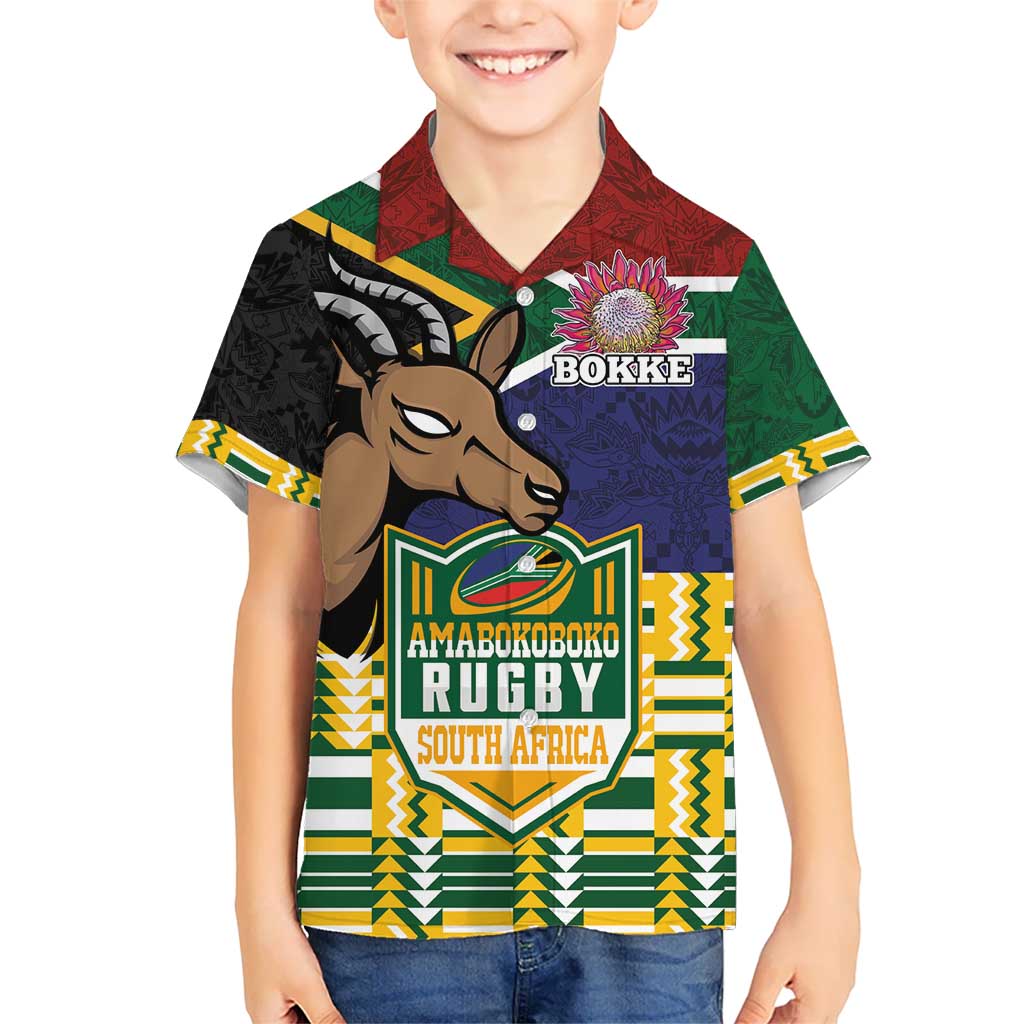 South Africa Rugby Kid Hawaiian Shirt Go Bokke-Amabokoboko Spirit - Wonder Print Shop