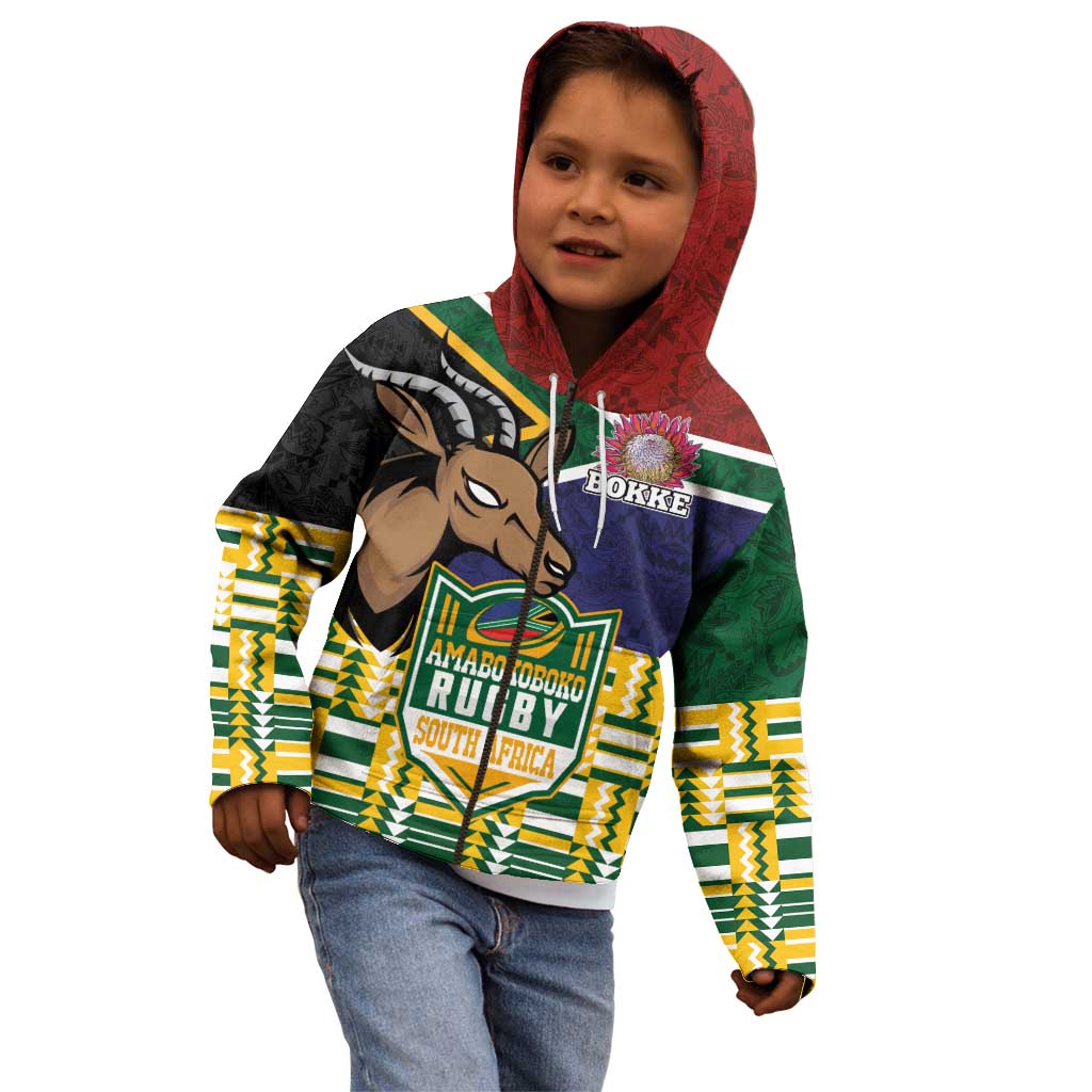 South Africa Rugby Kid Hoodie Go Bokke-Amabokoboko Spirit - Wonder Print Shop
