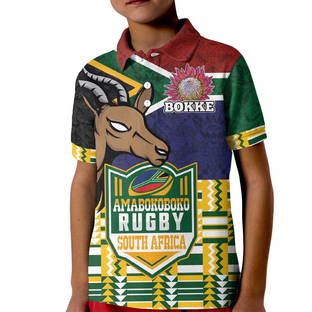 South Africa Rugby Kid Polo Shirt Go Bokke-Amabokoboko Spirit - Wonder Print Shop
