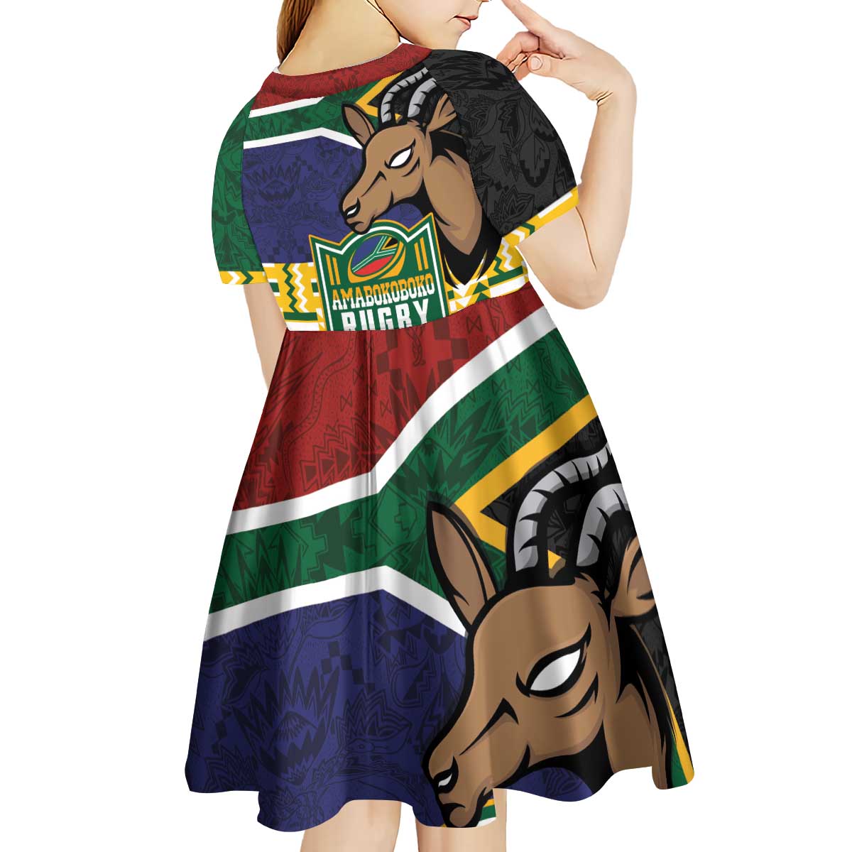 South Africa Rugby Kid Short Sleeve Dress Go Bokke-Amabokoboko Spirit - Wonder Print Shop