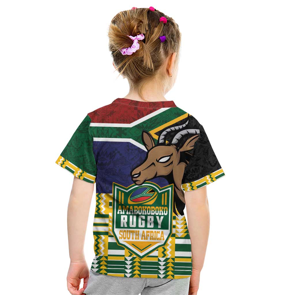 South Africa Rugby Kid T Shirt Go Bokke-Amabokoboko Spirit - Wonder Print Shop