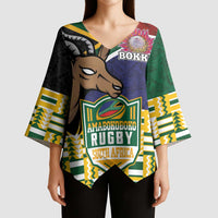 South Africa Rugby Kimono Sleeve Blouse Go Bokke-Amabokoboko Spirit - Wonder Print Shop