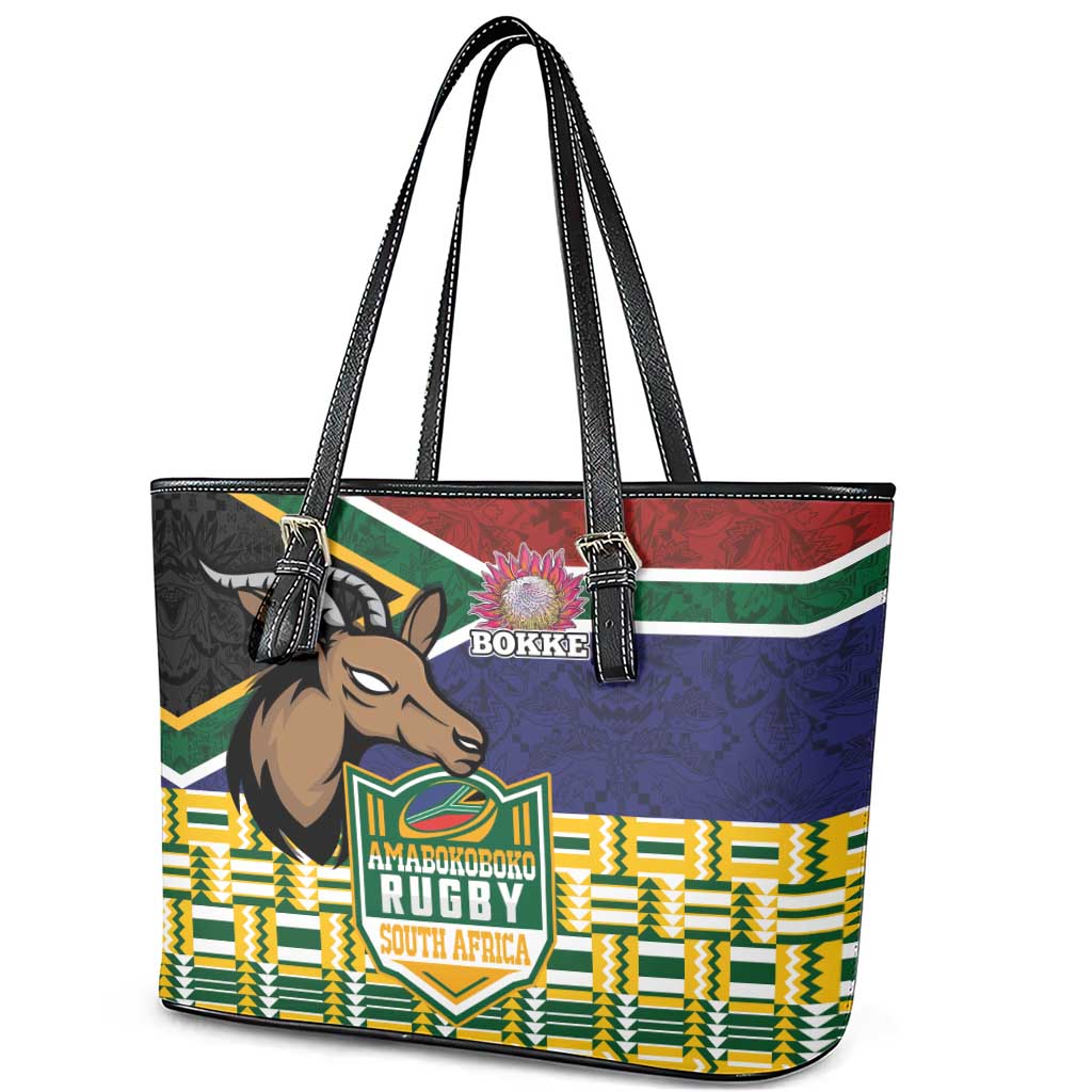 South Africa Rugby Leather Tote Bag Go Bokke-Amabokoboko Spirit - Wonder Print Shop