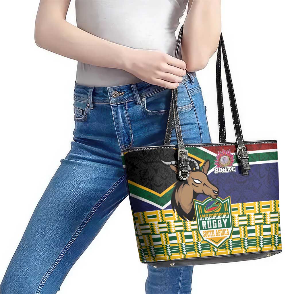 South Africa Rugby Leather Tote Bag Go Bokke-Amabokoboko Spirit - Wonder Print Shop