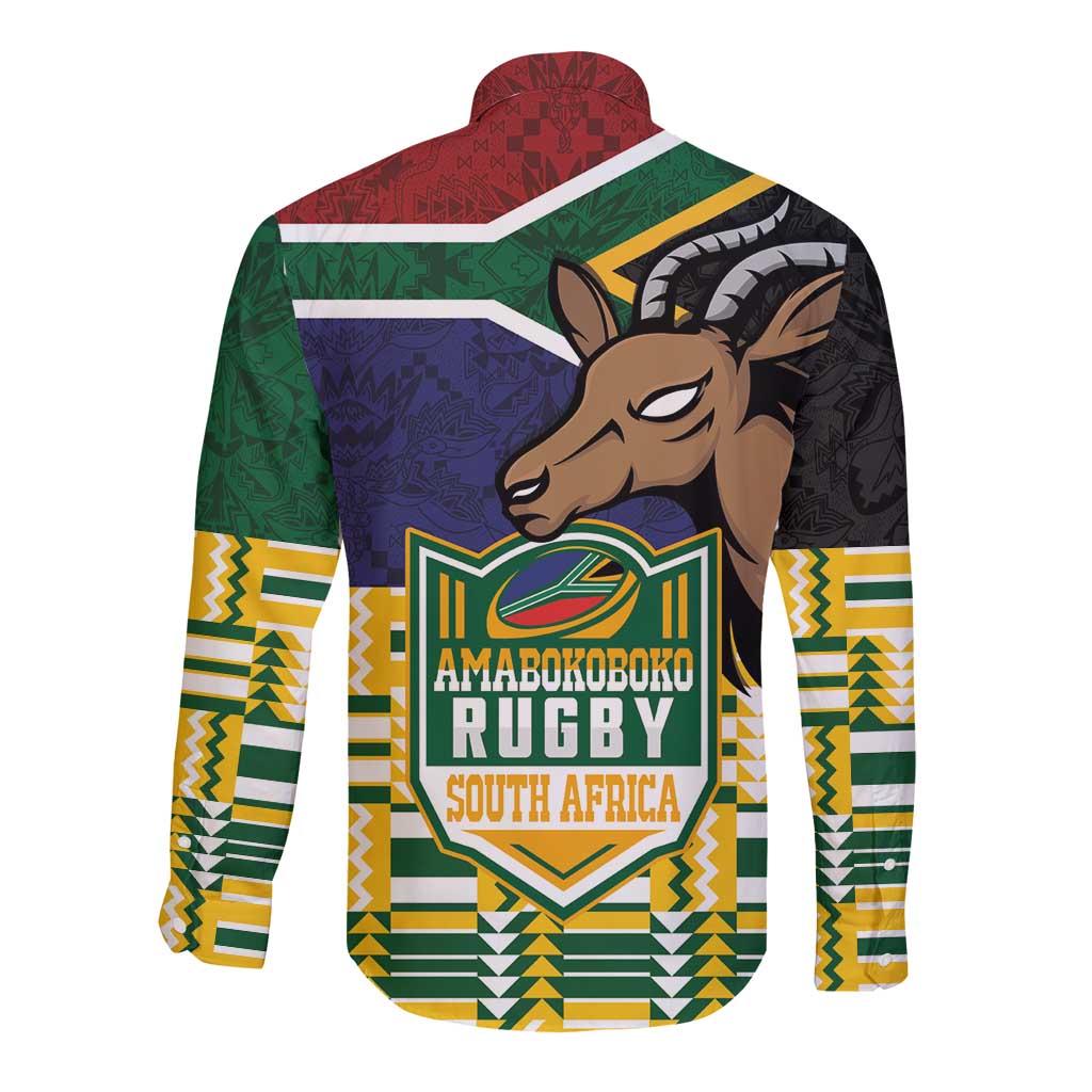 South Africa Rugby Long Sleeve Button Shirt Go Bokke-Amabokoboko Spirit - Wonder Print Shop