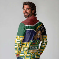 South Africa Rugby Long Sleeve Polo Shirt Go Bokke-Amabokoboko Spirit - Wonder Print Shop