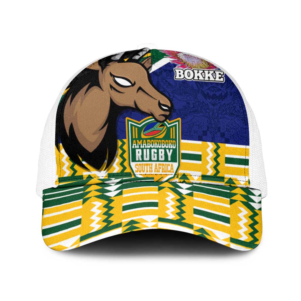 South Africa Rugby Mesh Trucker Cap Go Bokke-Amabokoboko Spirit - Wonder Print Shop