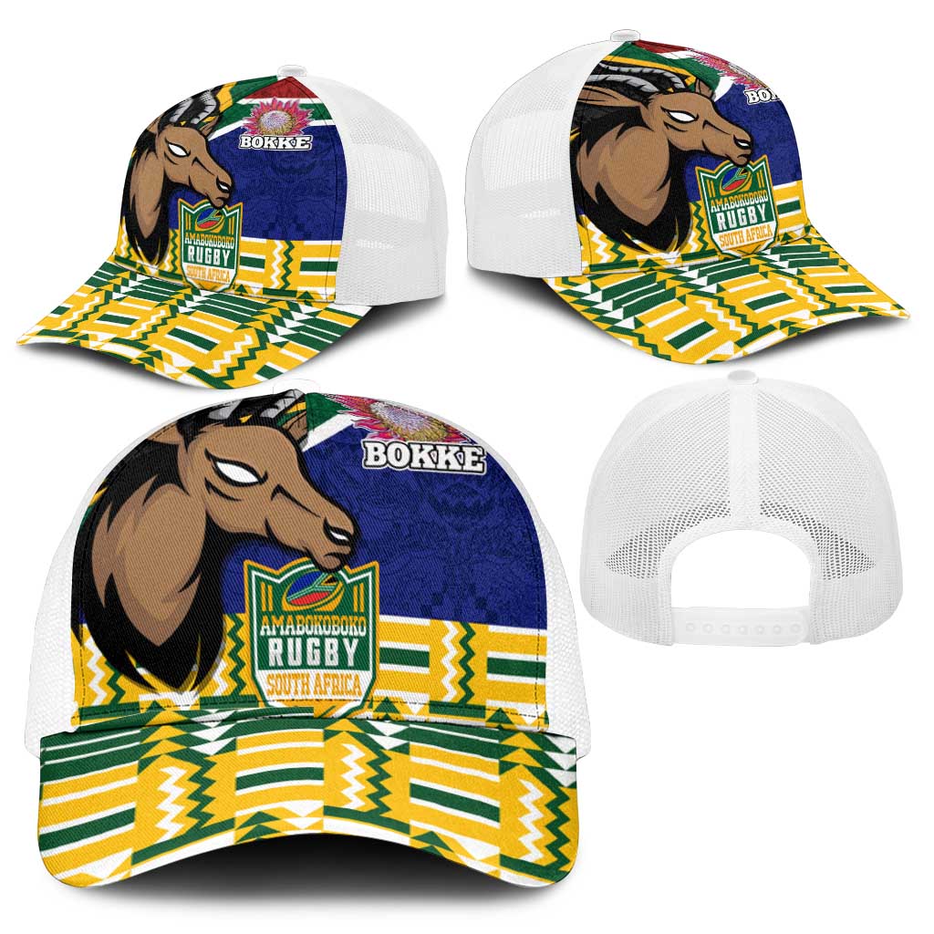 South Africa Rugby Mesh Trucker Cap Go Bokke-Amabokoboko Spirit - Wonder Print Shop
