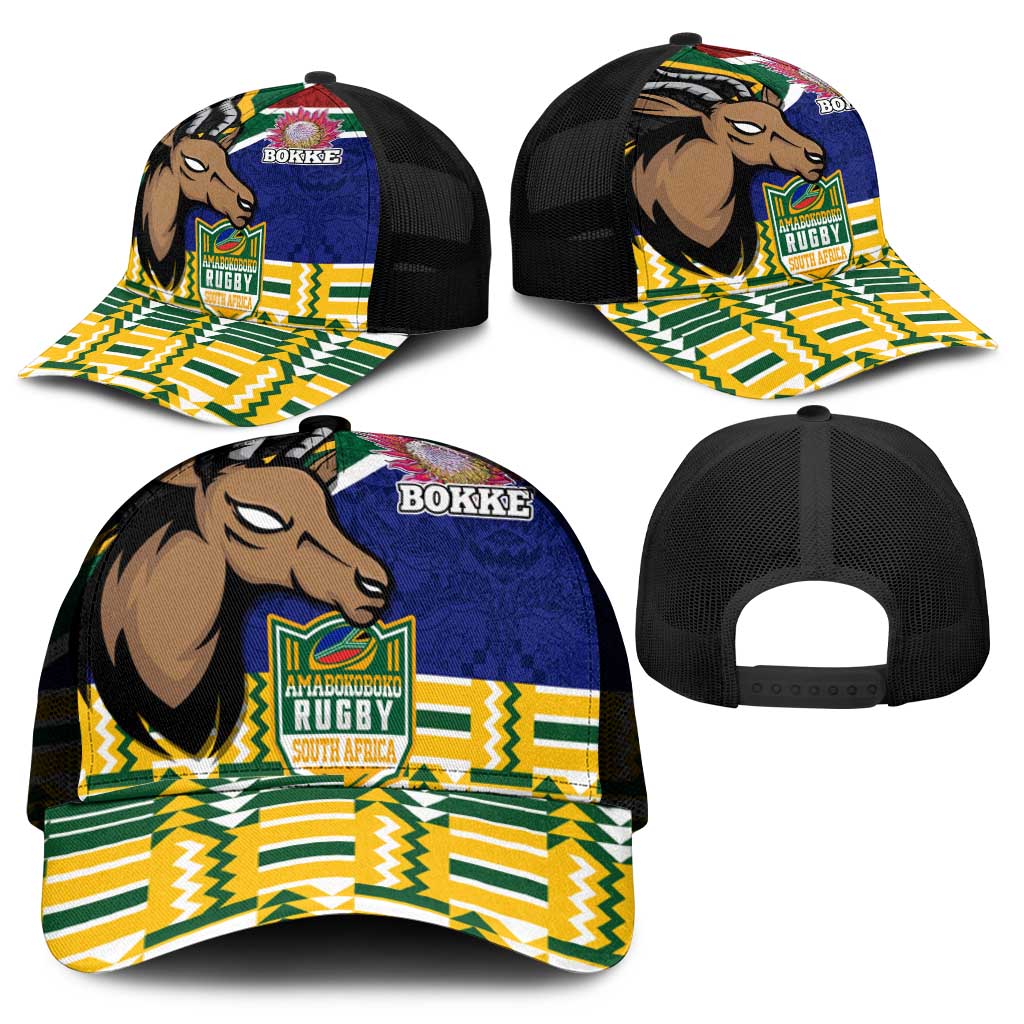 South Africa Rugby Mesh Trucker Cap Go Bokke-Amabokoboko Spirit - Wonder Print Shop