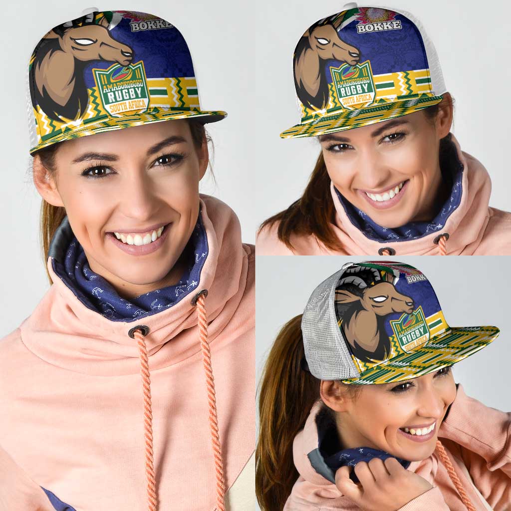 South Africa Rugby Mesh Trucker Cap Go Bokke-Amabokoboko Spirit - Wonder Print Shop