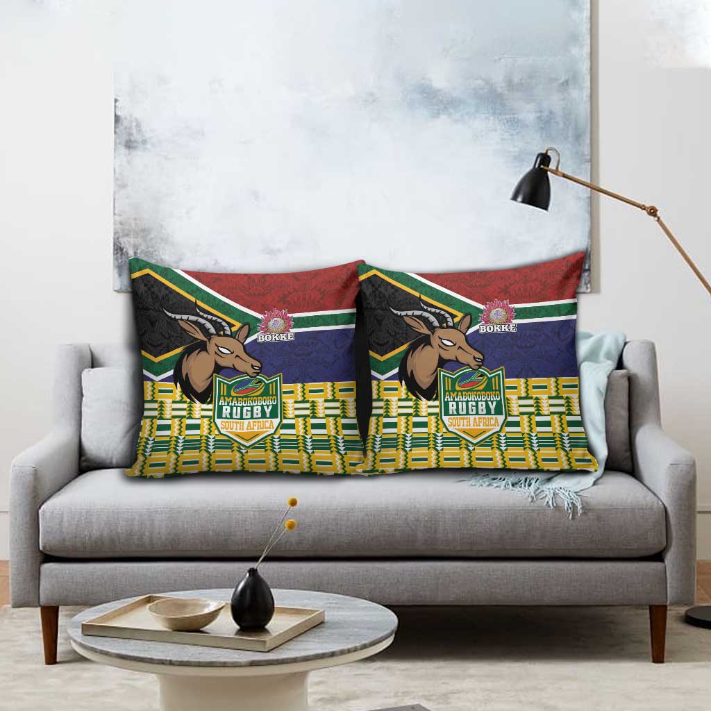 South Africa Rugby Pillow Cover Go Bokke-Amabokoboko Spirit - Wonder Print Shop