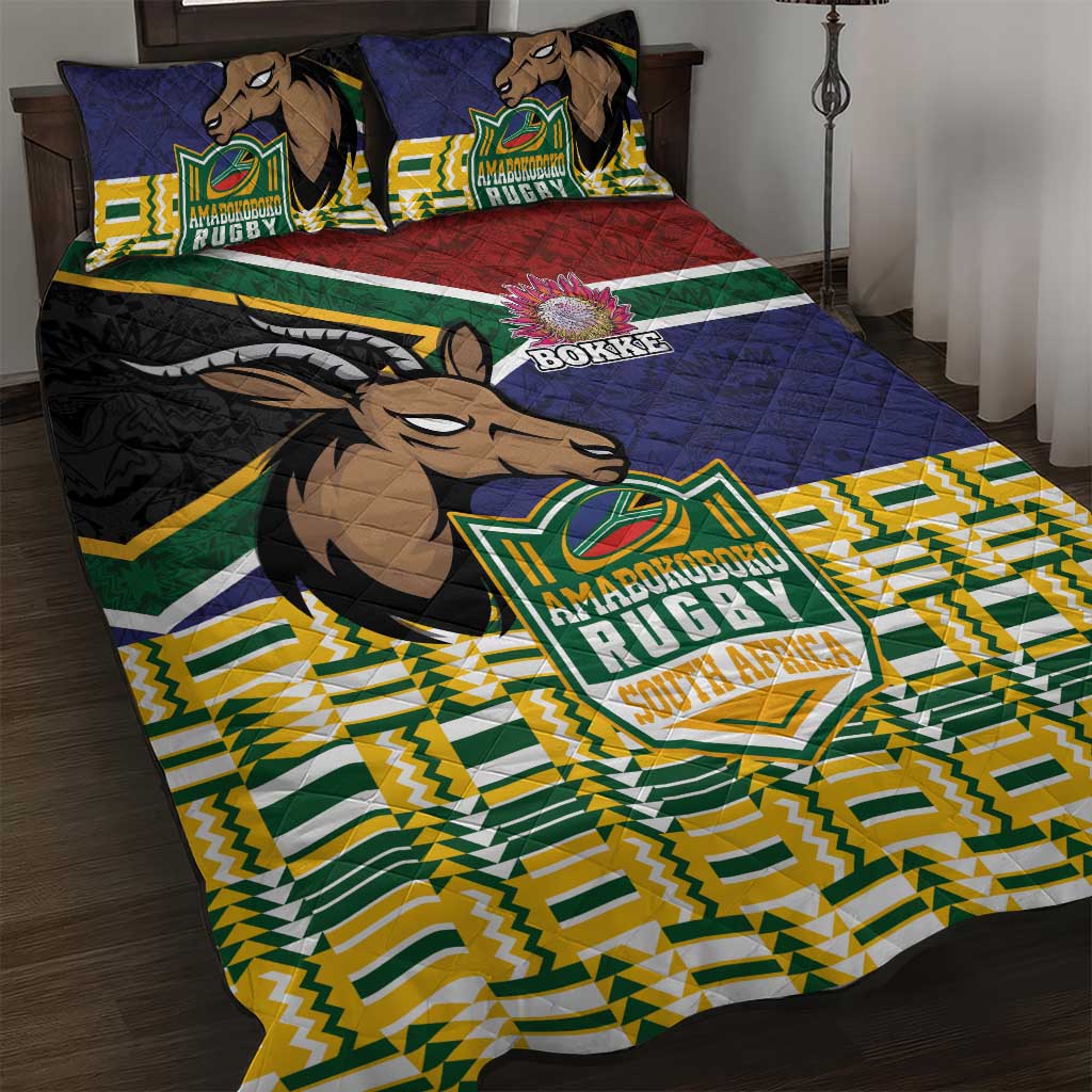 South Africa Rugby Quilt Bed Set Go Bokke-Amabokoboko Spirit - Wonder Print Shop